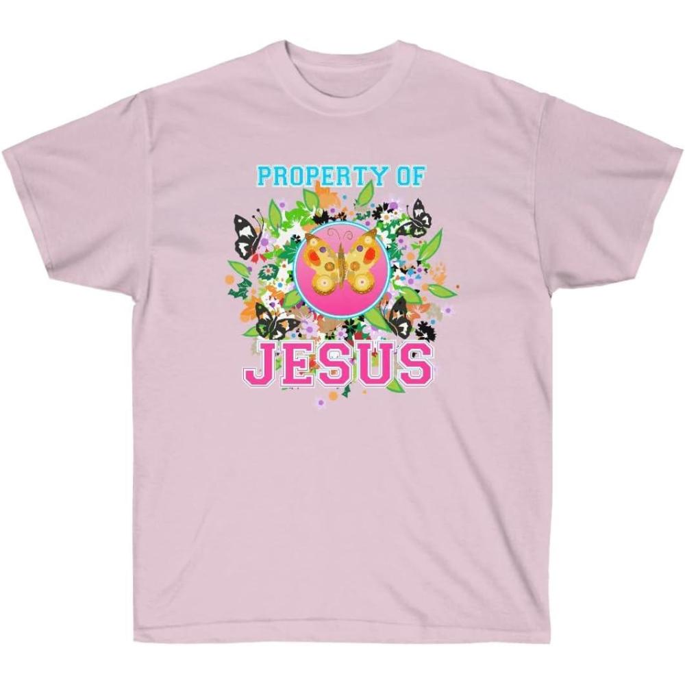 imageProperty of Jesus Butterfly Christian TShirtLight Pink
