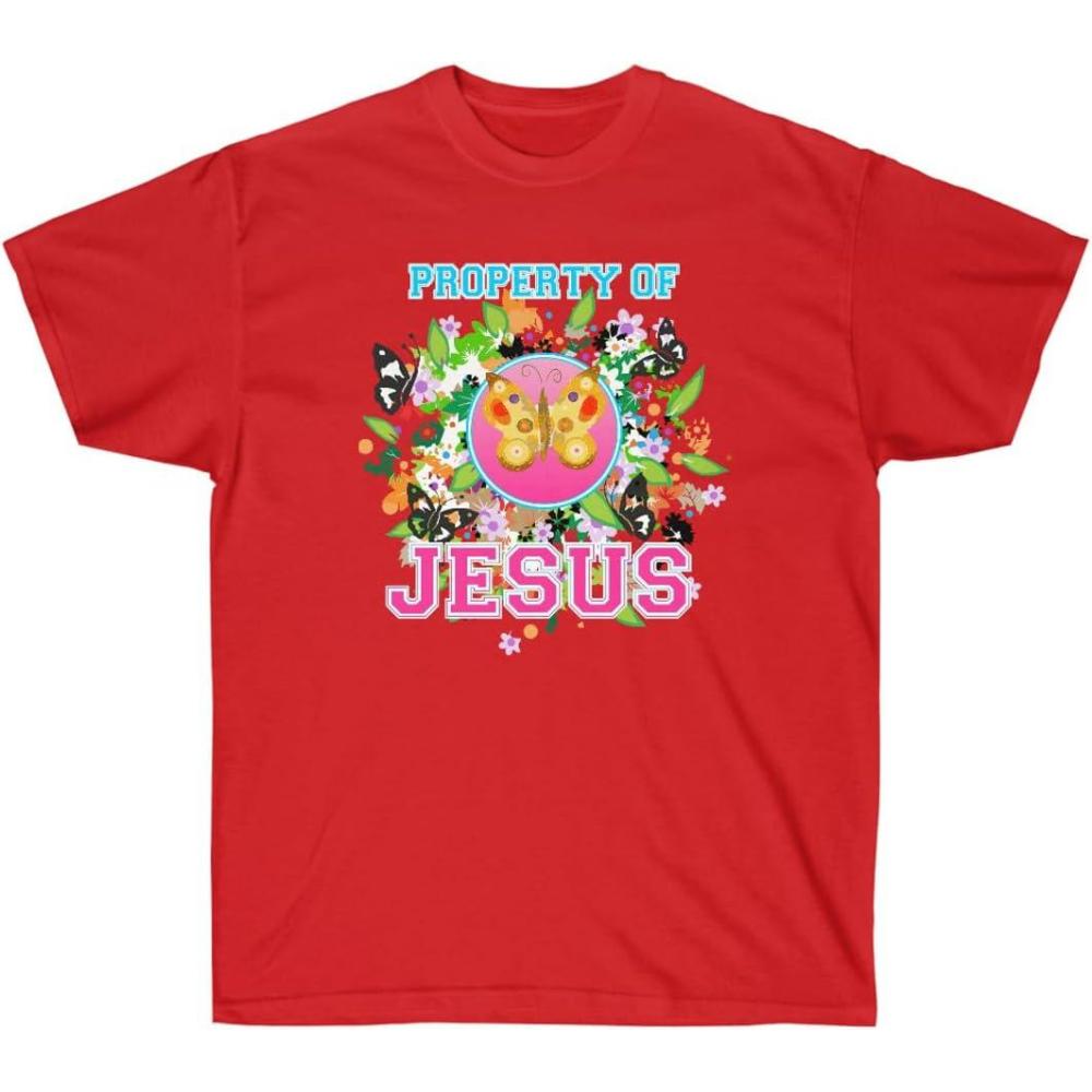 imageProperty of Jesus Butterfly  Christian TShirtRed