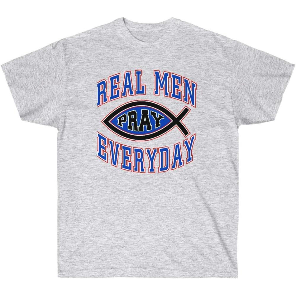 imageReal Men Pray Everyday Christian TShirtAsh
