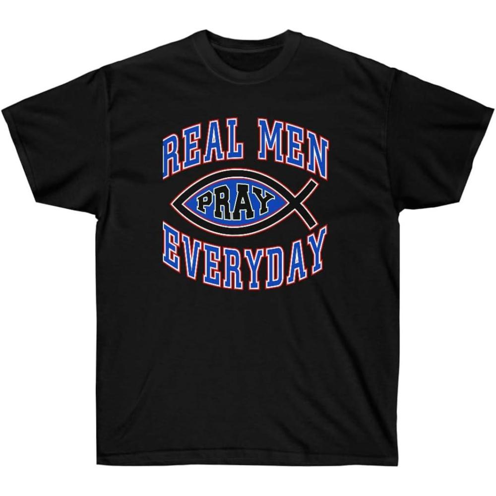 imageReal Men Pray Everyday  Christian TShirtBlack