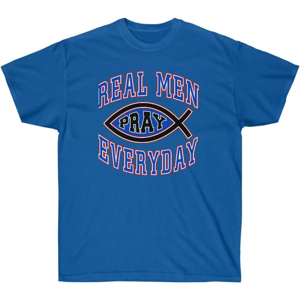 imageReal Men Pray Everyday Christian TShirtRoyal