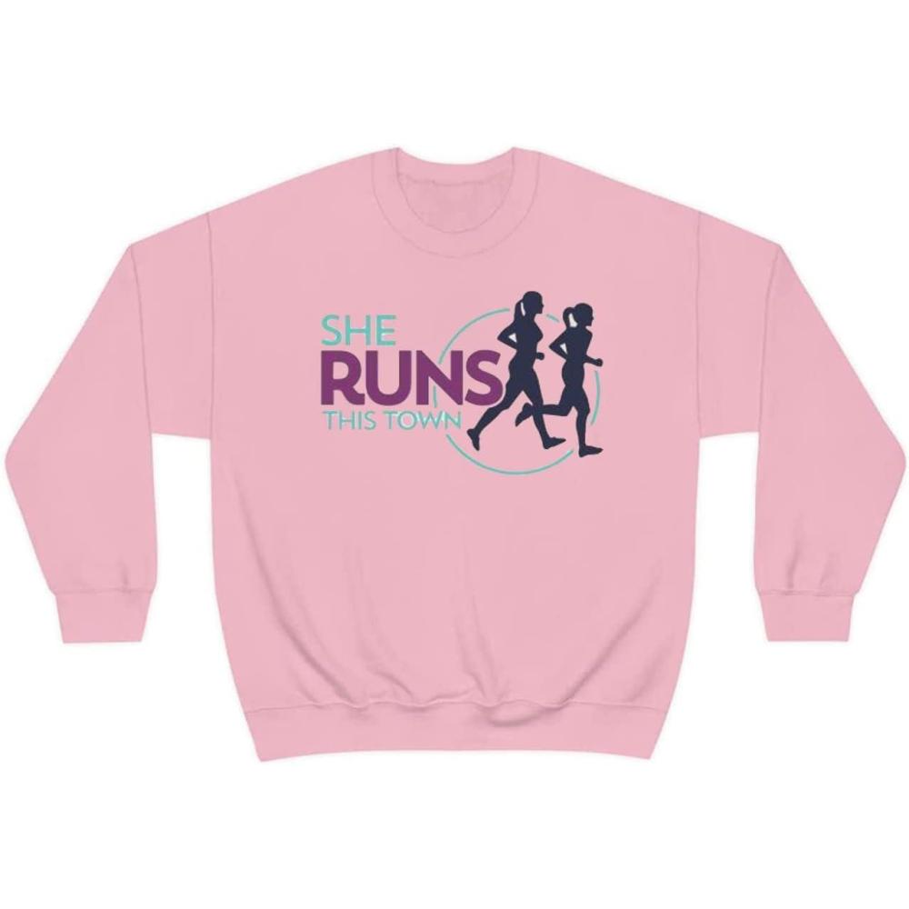 imageShe Runs This Town World Famous CrewneckLight Pink