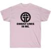 Christ Lives in Me Christian T-Shirt(Light Pink)