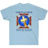Christian Biker – Ride by Faith – Christian T-Shirt(Light Blue)