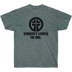 Christ Lives in Me Christian T-Shirt(Dark Heather)