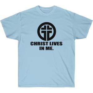 Christ Lives in Me Christian T-Shirt(Light Blue)