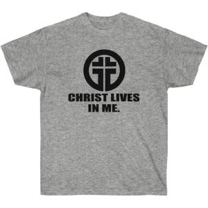 Christ Lives in Me Christian T-Shirt(Sport Grey)
