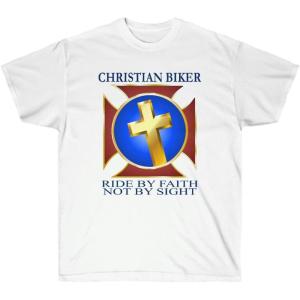 Christian Biker – Ride by Faith – Christian T-Shirt(White)