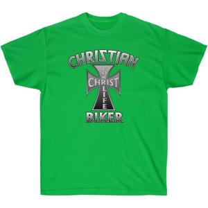Express Design Group Christian Biker – Christ for Life – Christian T-Shirt(Irish Green)
