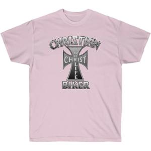 Express Design Group Christian Biker – Christ for Life – Christian T-Shirt(Light Pink)