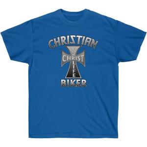 Express Design Group Christian Biker – Christ for Life – Christian T-Shirt(Royal)