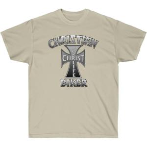 Express Design Group Christian Biker – Christ for Life – Christian T-Shirt(Sand)