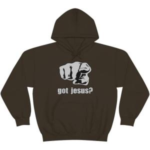 Express Design Group Got Jesus? – Christian Hoodie Sweatshirt(Dark Chocolate)