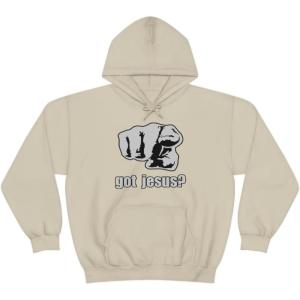 Express Design Group Got Jesus? – Christian Hoodie Sweatshirt(Sand)
