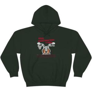 Express Design Group Jesus Would Have Been A Biker – Christian Hoodie Sweatshirt(Forest Green)