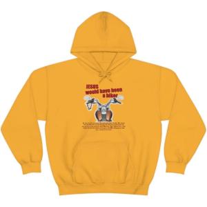 Express Design Group Jesus Would Have Been A Biker – Christian Hoodie Sweatshirt(Gold)