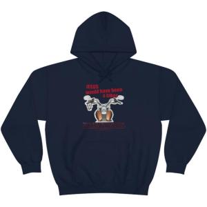 Express Design Group Jesus Would Have Been A Biker – Christian Hoodie Sweatshirt(Navy)
