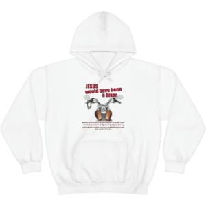 Express Design Group Jesus Would Have Been A Biker – Christian Hoodie Sweatshirt(White)