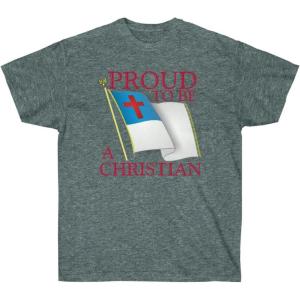 Express Design Group Proud to Be A Christian Flag – Christian T-Shirt(Dark Heather)