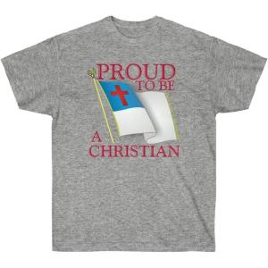 Express Design Group Proud to Be A Christian Flag – Christian T-Shirt(Sport Grey)