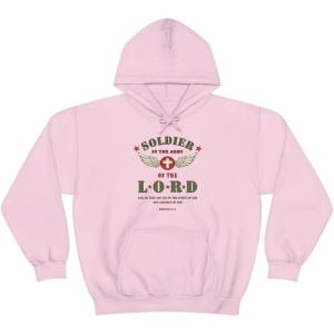 Express Design Group Soldier Of The Lord – Christian Hoodie Sweatshirt(Light Pink)