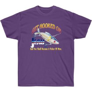 Get Hooked On Jesus and You Should Become A Fisher of Men – Christian T-Shirt(Purple)