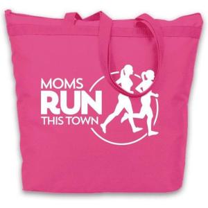 Greekgear Moms Runs This Town Tote Bag(Hot Pink)