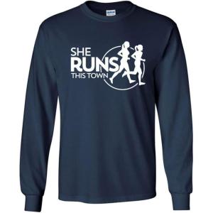 Greekgear She Runs This Town Long Sleeve T-Shirt(Navy)