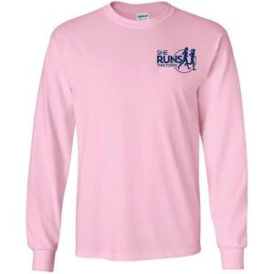 Greekgear She Runs This Town World Famous Long Sleeve T-Shirt(Pink)