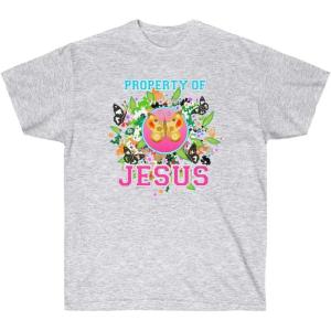 Property of Jesus Butterfly – Christian T-Shirt(Ash)