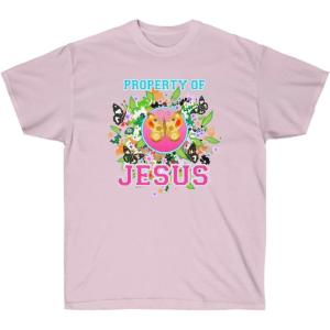 Property of Jesus Butterfly – Christian T-Shirt(Light Pink)