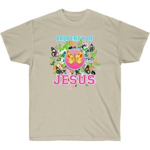 Property of Jesus Butterfly – Christian T-Shirt(Sand)