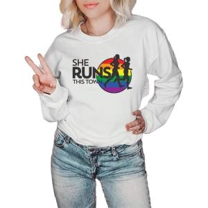 She Runs This Town Pride Crewneck(White)