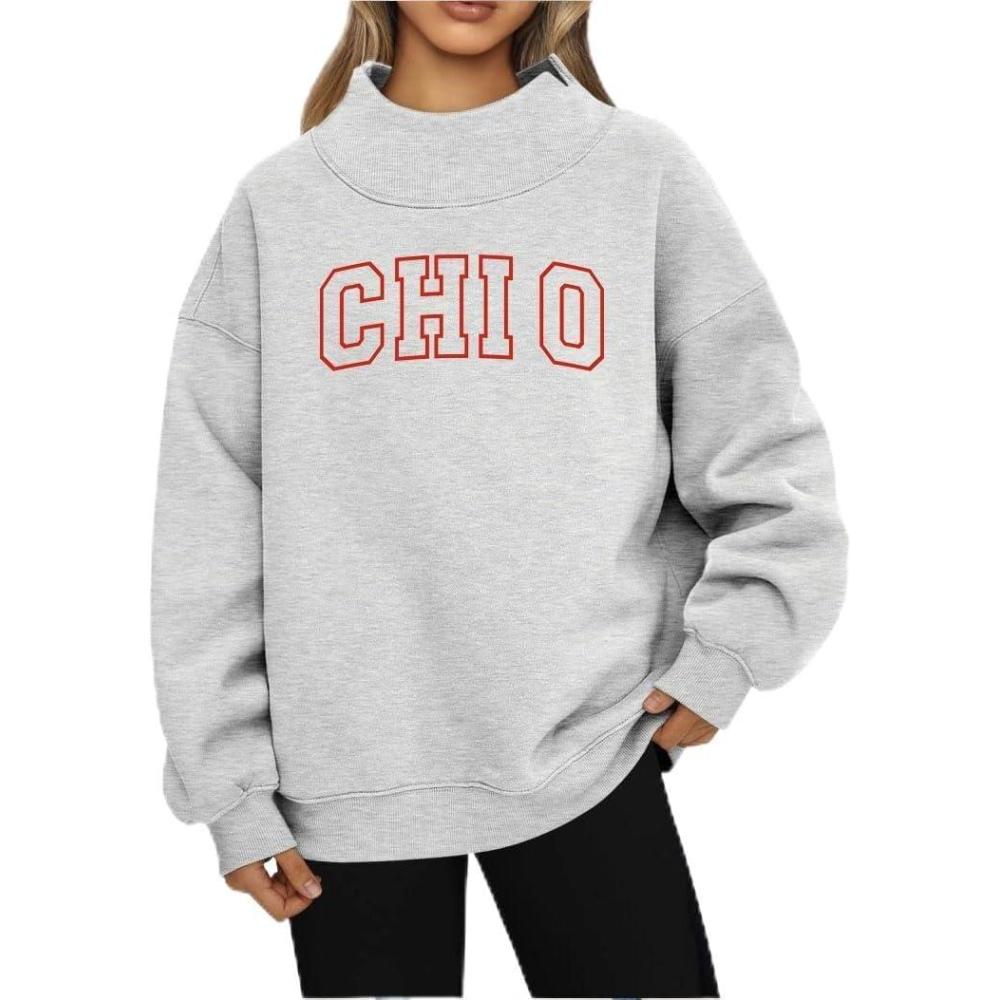 imageGreekgear Chi Omega Lightweight Varsity Mockneck Sweatshirt