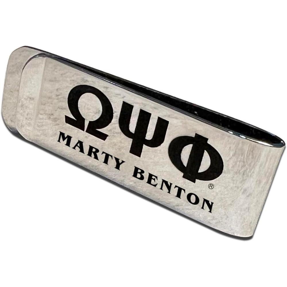imageOmega Psi Phi Stainless Steel Money Clip Engraved