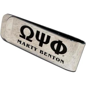 Omega Psi Phi Stainless Steel Money Clip Engraved