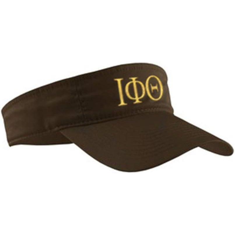imageIota Phi Theta Greek Letter VisorBrown WLight Gold Thread