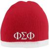 Phi Sigma Phi Two Tone Knit Beanie Red/White