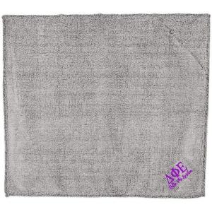 Delta Phi Epsilon DPHIE Sherpa Blanket Frosty Grey w/Lilac Thread Color