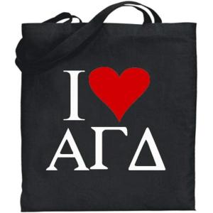 Greekgear Alpha Gamma Delta I Love Tote Bags(Black)