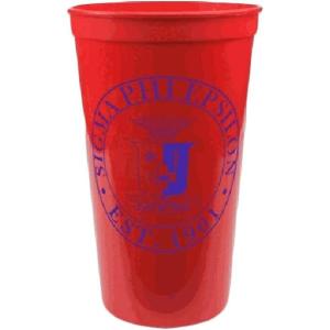 Greekgear Sigma Phi Epsilon Red Plastic Stadium Cups, Set of 6 – Fraternity Name Printed on Large Cup, 32-Ounce Size