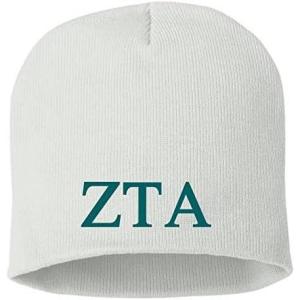 Greekgear Zeta Tau Alpha ZTA 8 Inch Beanie White