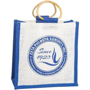 Zeta Phi Beta Mini Jute Bag(White/Royal Blue)
