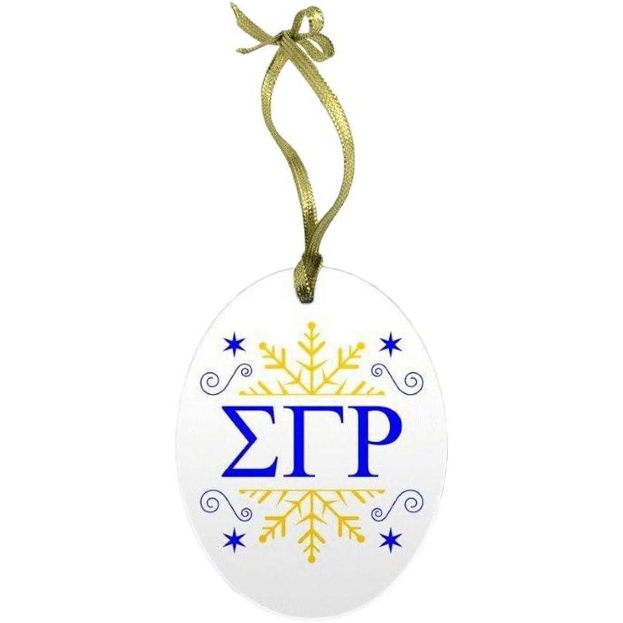 imageSigma Gamma Rho Holiday Color Snowflake Glass Christmas Ornament