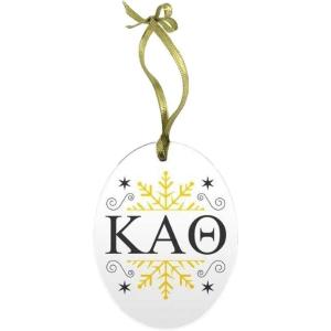 Kappa Alpha Theta Holiday Color Snowflake Glass Christmas Ornament