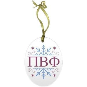 Pi Beta Phi Holiday Color Snowflake Glass Christmas Ornament