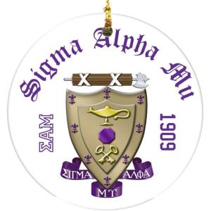 Sigma Alpha Mu Round Christmas Shield Ornament