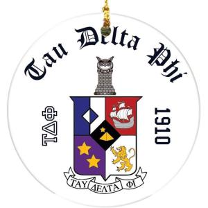 Tau Delta Phi Round Christmas Shield Ornament