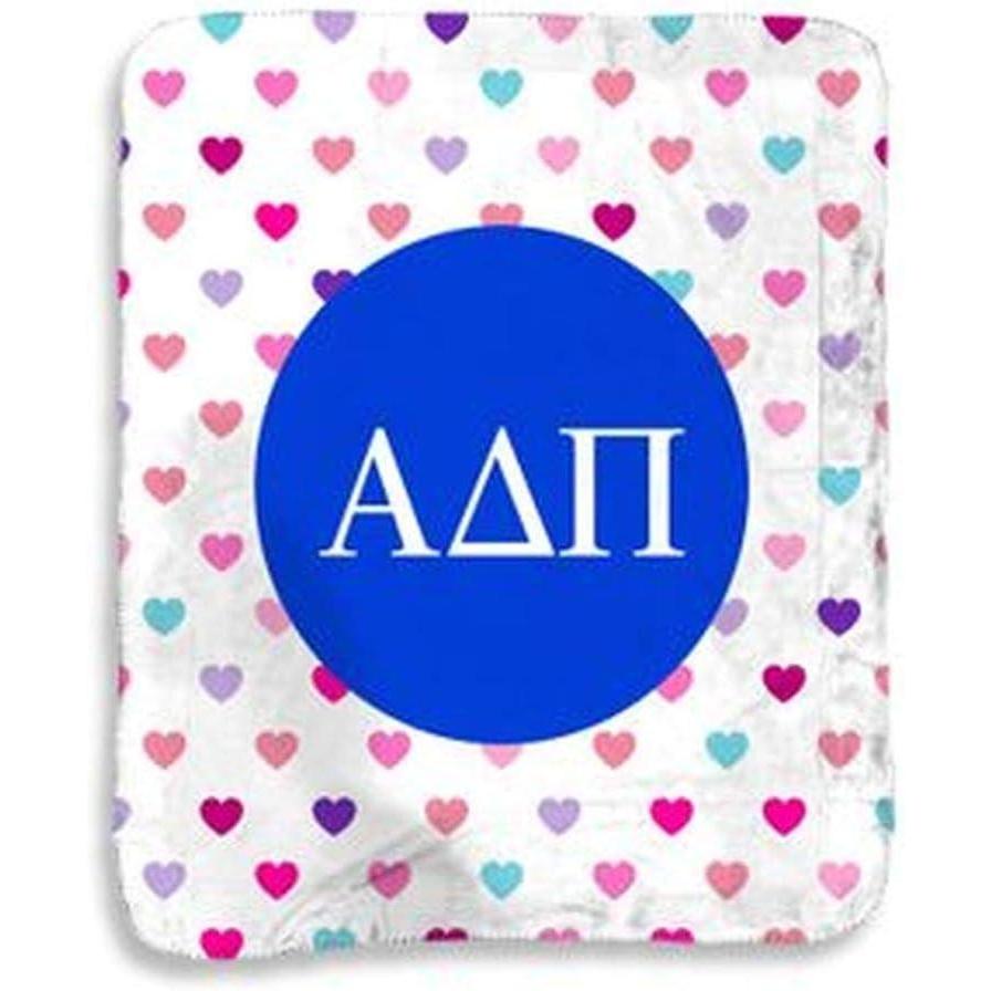 imageGreekgear Alpha Delta Pi Hearts Sherpa Lap Blanket
