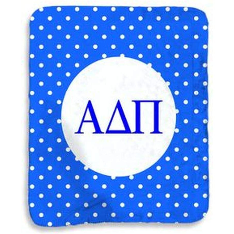 imageGreekgear Alpha Delta Pi Polka Dots Sherpa Lap Blanket